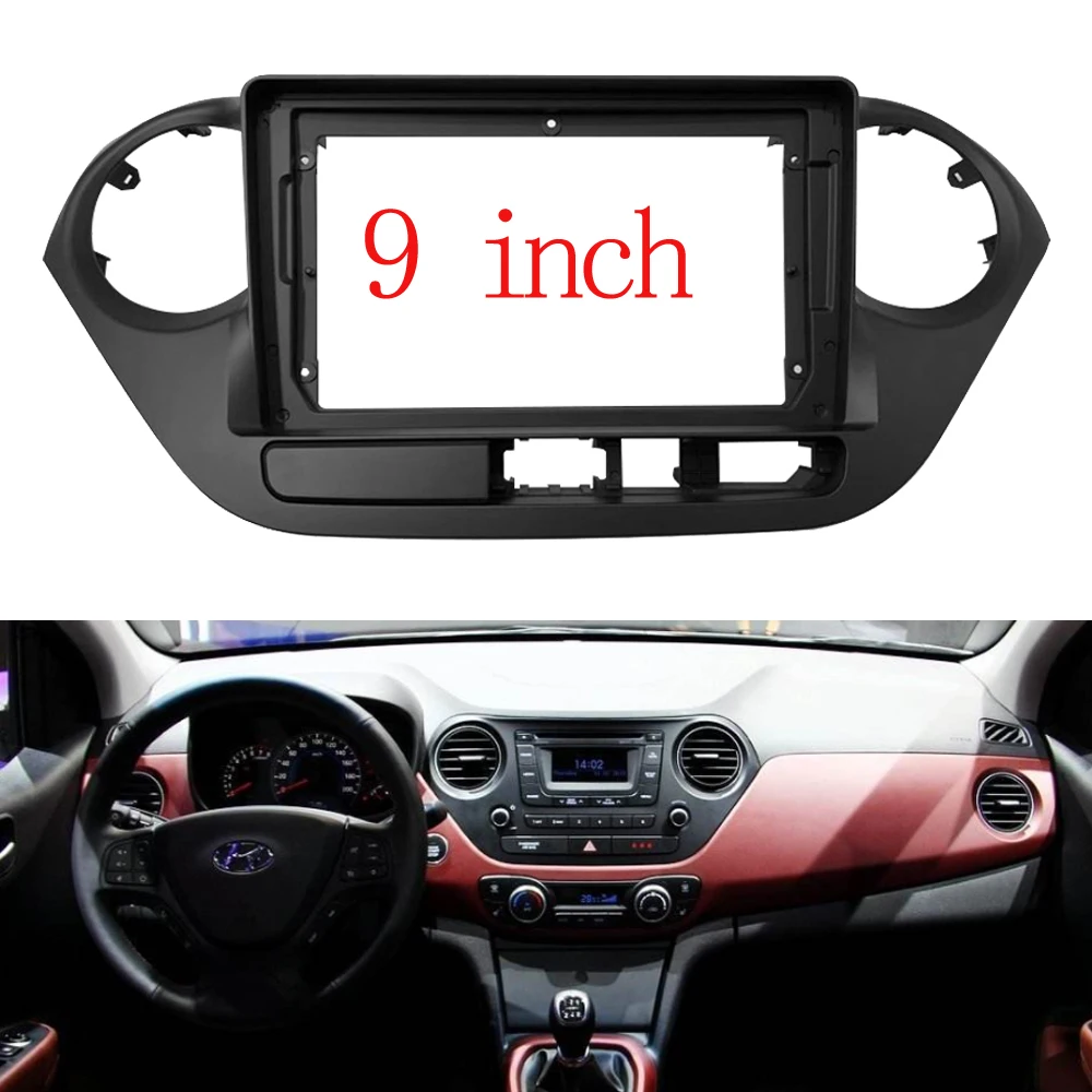 

2 Din 9 Inch Car Radio Installation Plastic Fascia Panel Frame and Cable For HYUNDAI I10 2014~2017 Dash Mount Kit