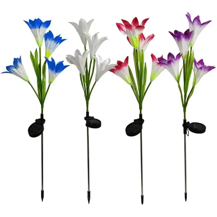 Уличные фонари на солнечной батарее с 4 цветами лилии лампа освещение для газона