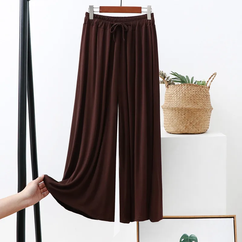 

Spring Summer Pajamas Trousers Women New Modal Casual Wide Leg Pants Large Size High Waist Nine Point Sleepwear Pant