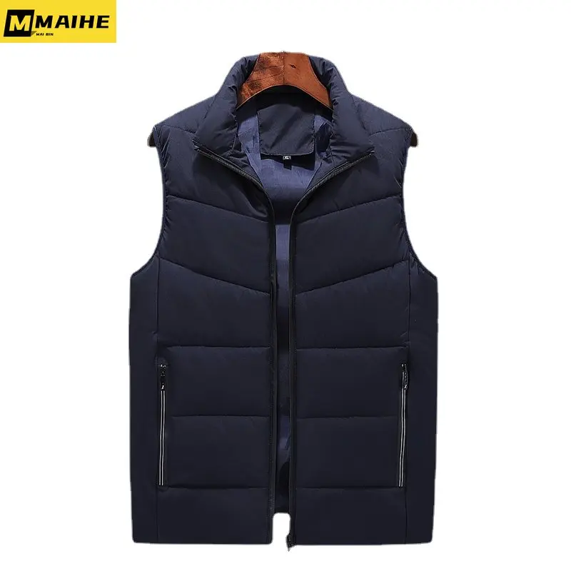 8XL large men's winter coat Warm sleeveless vest coat Fashion casual waterproof zipper jacket New windproof coat men's down vest