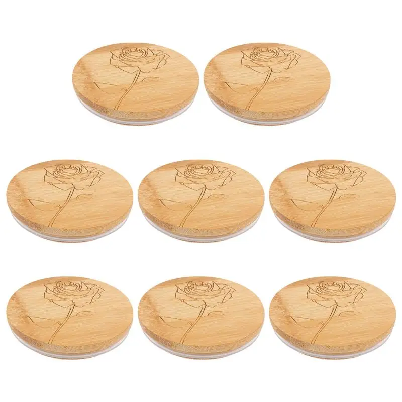 

8 шт., круглые бамбуковые крышки для банок