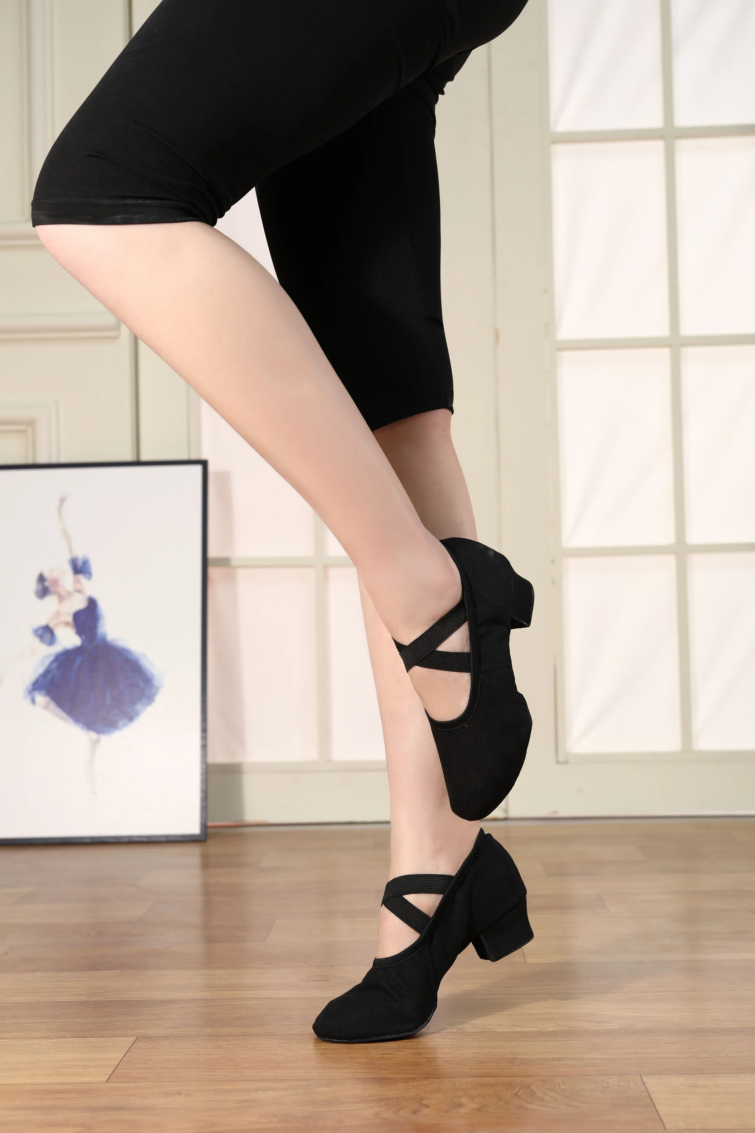 Женские Балетные Танцевальные Туфли На Каблуке 3 5 См Парусиновая Верхняя Резинка