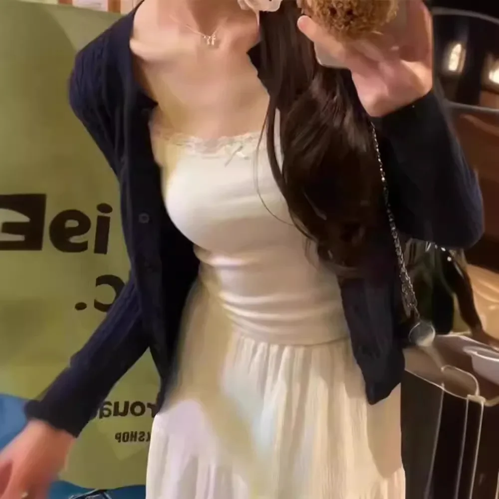 Женский кружевной жилет-майка белая мягкая майка в Корейском стиле для весны и