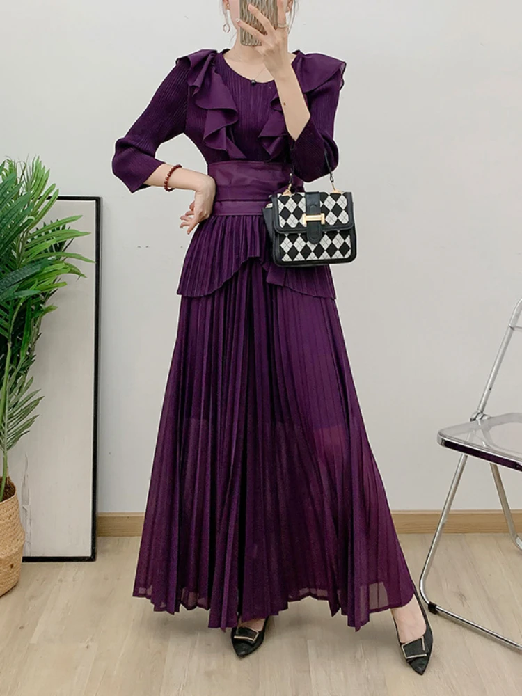 Женский элегантный плиссированный комплект EGRM из двух предметов необычный топ с