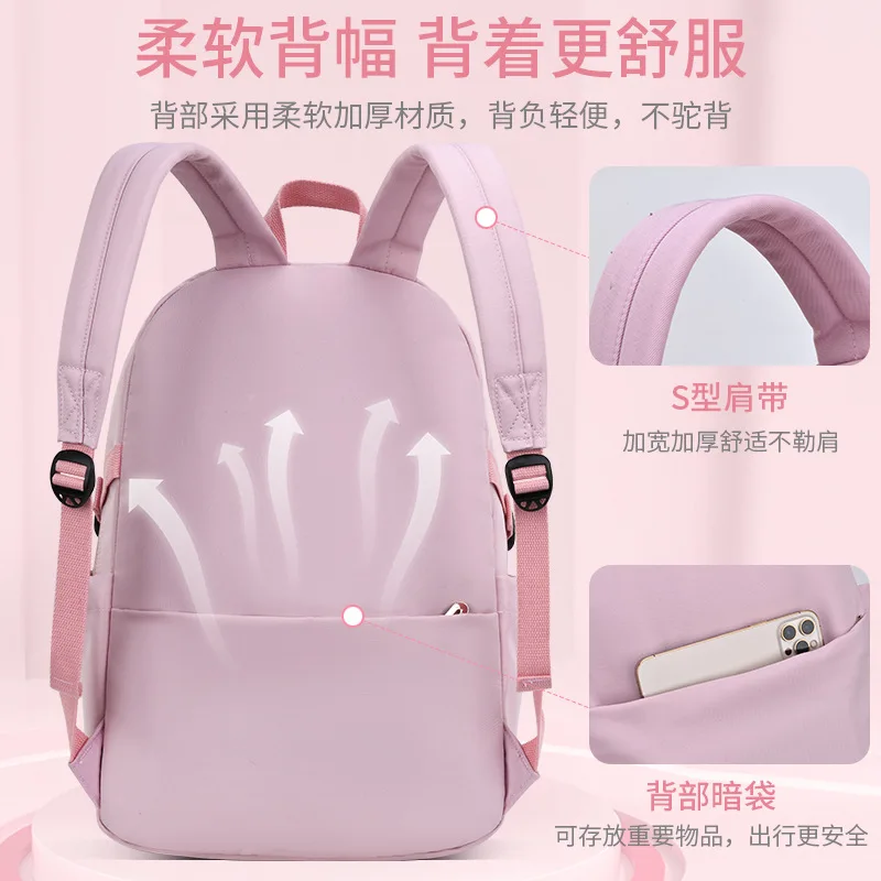 Fashion Solid Color School Bag For Teenagers Girls Children's Anti-Theft Backpack Multi-Layered Schoolbags Mochilas With Pendant