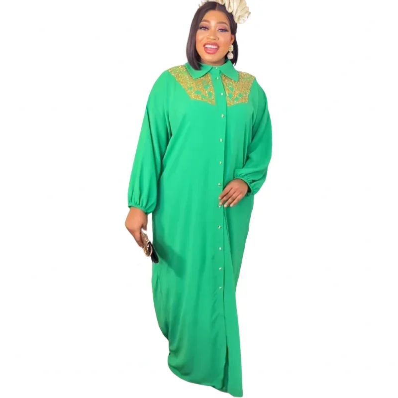 

Платье женское длинное из полиэстера, с длинным рукавом и блестками