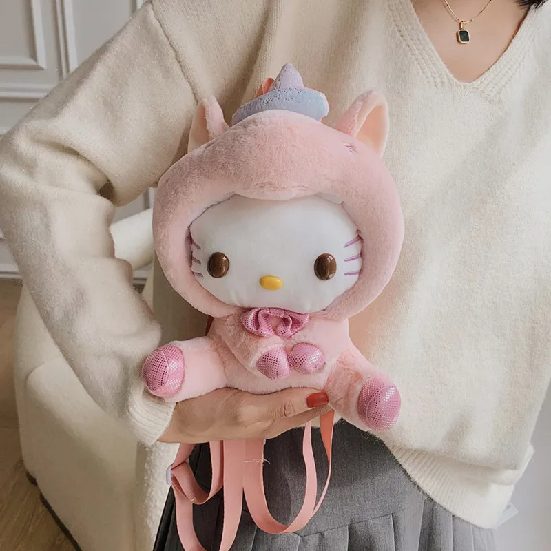 

Sanrio Anime Cartoon Hello Kitty Plush Toy Backpack Cute Cat Soft Plushies Shoulder Bag Doll Toys For Children Birthday Gifts