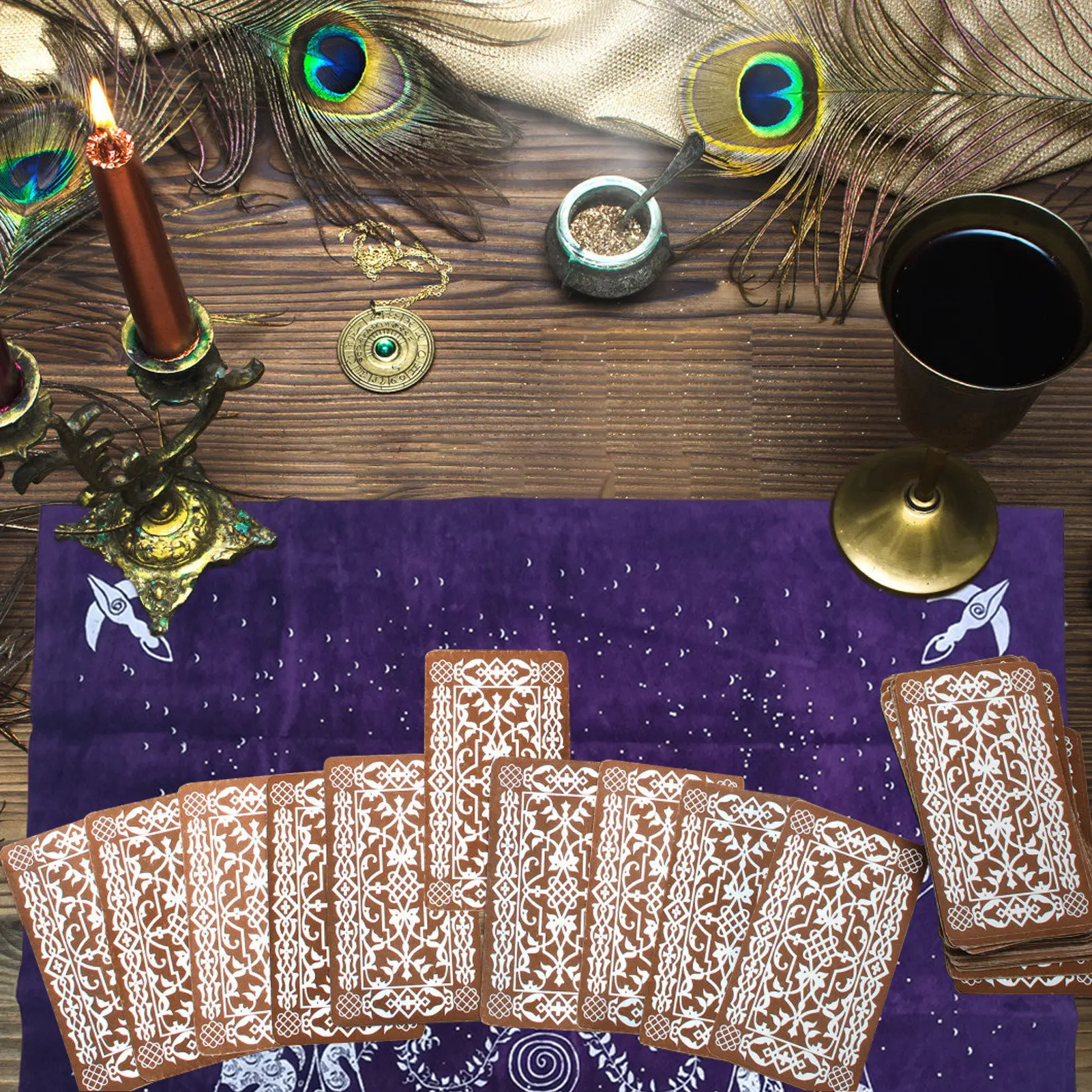 

Tarot Tablecloth Velvet Altar Cloth Purple Triple Moon Goddess Astrology Table Mat Soft Flannel Board Game Table Pad 49 X 49CM