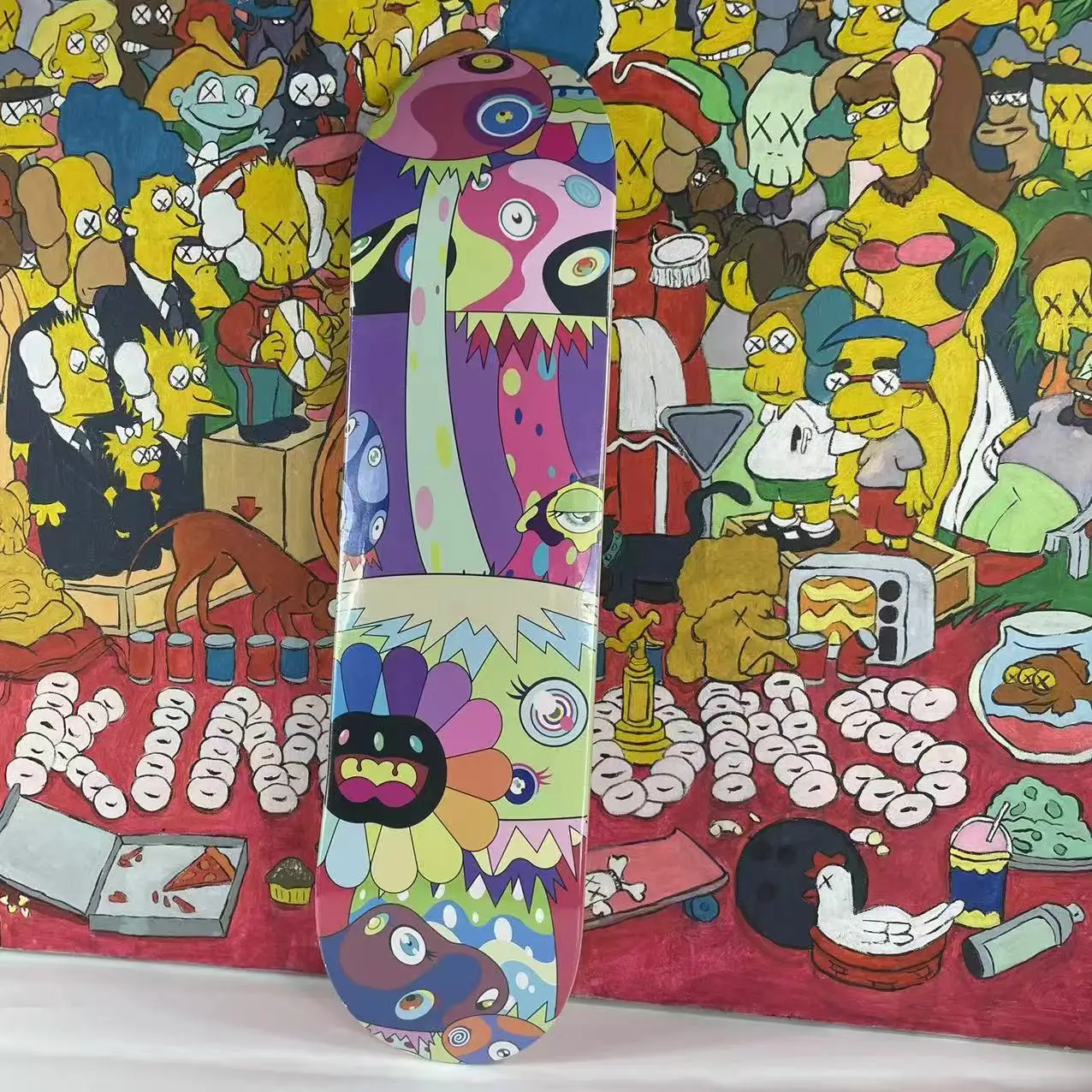 Фото Takashi SKATEBOARD WALL ART Украсьте свои стены с помощью этого уникального TM/KK Flower Skateboard Deck Canvas Art. Перевертите, скучное №1