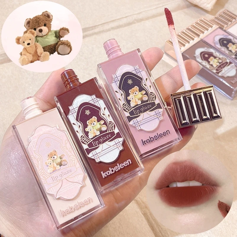 

Cute Cloud Bear Red Lip Gloss Matte Velvet Lip Tint No Fading No Staining Cup Lipsticks Lip Glaze Korea Cosmetics Makeup