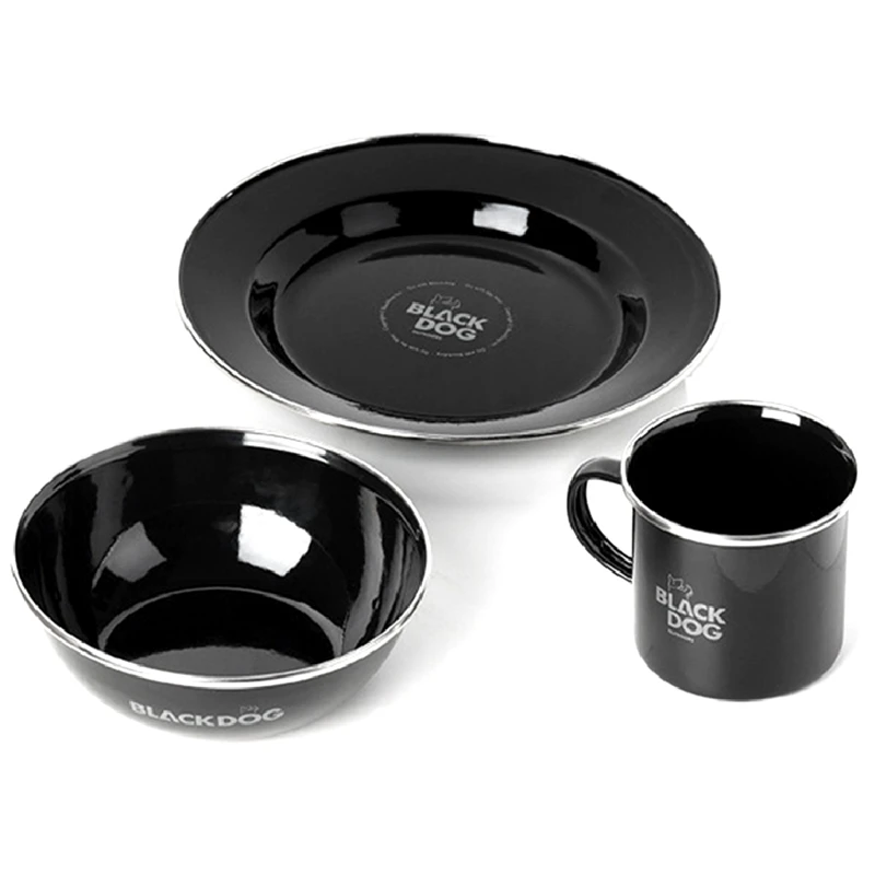 

BLACKDOG Outdoor Camping Enamel Bowl Plate Cup Picnic Barbecue Tableware Set Ultralight Portable For Picnic Equipment
