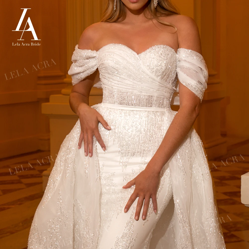 LelaAcra свадебное платье с открытыми плечами 2025 г. милое принцессы-русалки 2 в 1 SM146