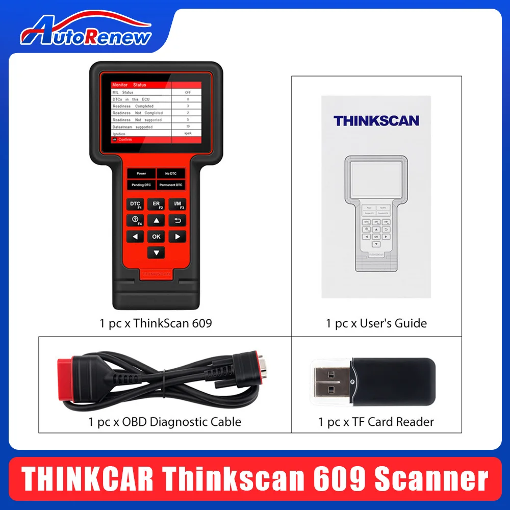 

Диагностический сканер Thinkcar TS609 OBD2 для двигателя ABS SRS, диагностический инструмент для коробки передач, считыватель кодов ThinkScan 609, диагности...
