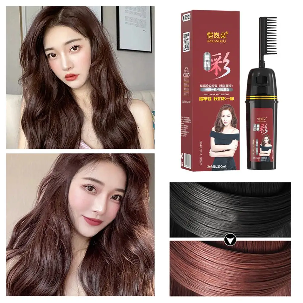 

200ml Black Hair Dye Shampoo With Comb Black Hair dye dye cream to plant-based pure instant cover hair dye hair permanent V9Z7