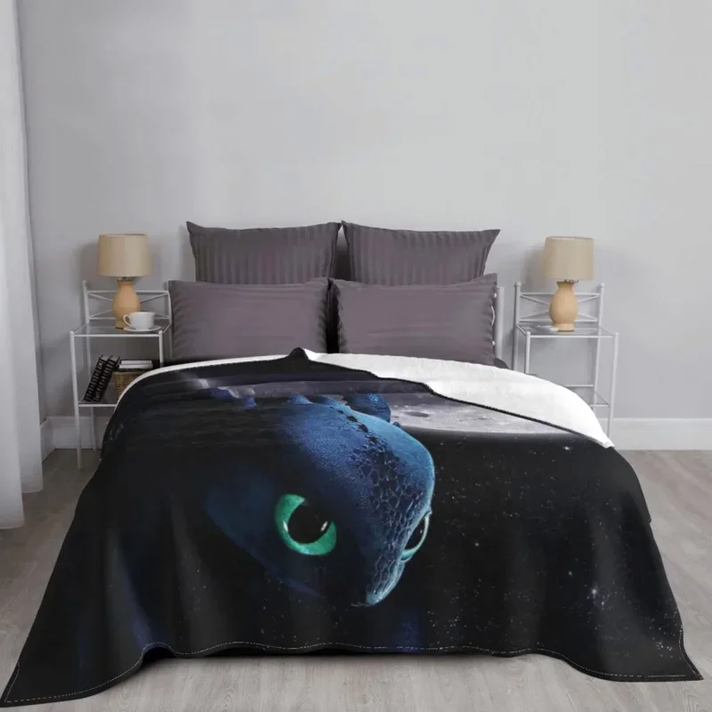 

Black White Dragon Cartoon Blankets Fleece All Season Child Gift Portable Soft Throw Blanket For Sofa Travel Bedding Throws