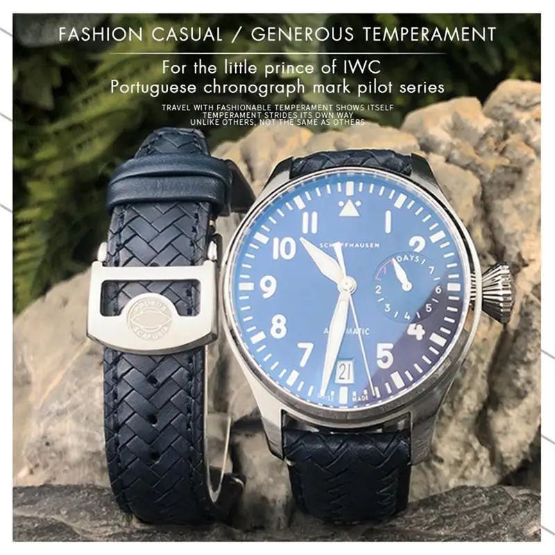 Ремешок MAISITU из воловьей кожи для IWC женский большой пилот IW377714 IW394005 синий кожаный