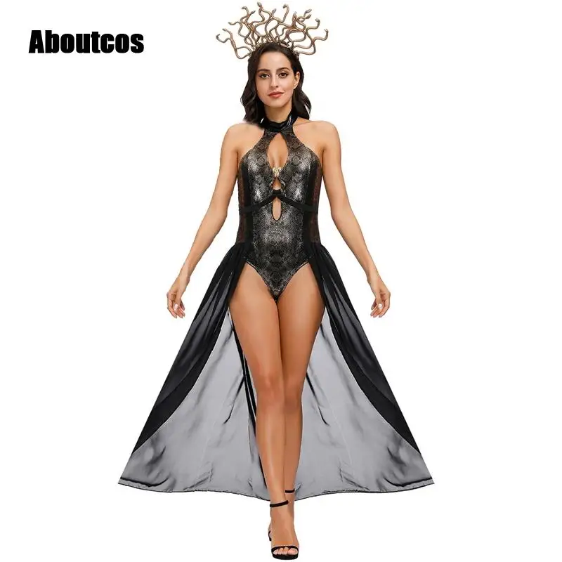 

Aboutcos Хэллоуин косплей Гидра ведьма сексуальная девушка костюм 2022 Новое поступление маскарадный костюм с головным убором