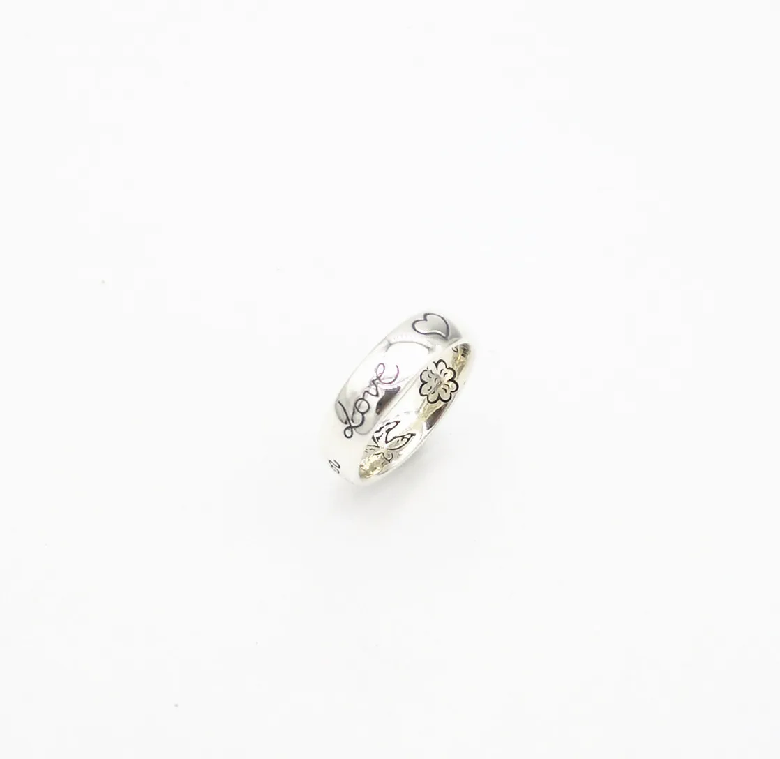 

Классическое мужское и женское кольцо из серебра S925 пробы в форме сердца с цветком и птицей и надписью, милые и романтичные серебряные украшения для влюбленных