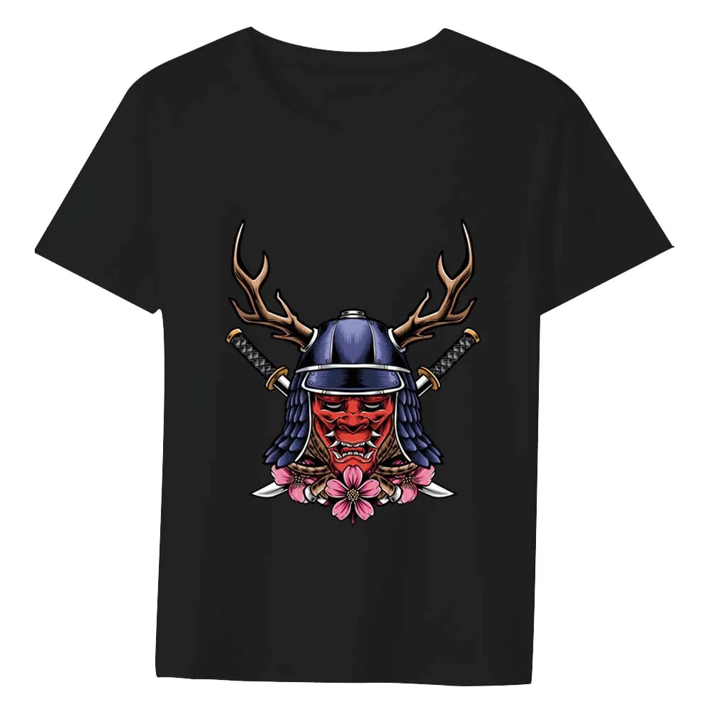 

CLOOCL Sakura Samurai T-shirts Fashion Chest Printed Mens T-shirt Pure Cotton Hip Hop Tees Harajuku Short Sleeve Streetwear