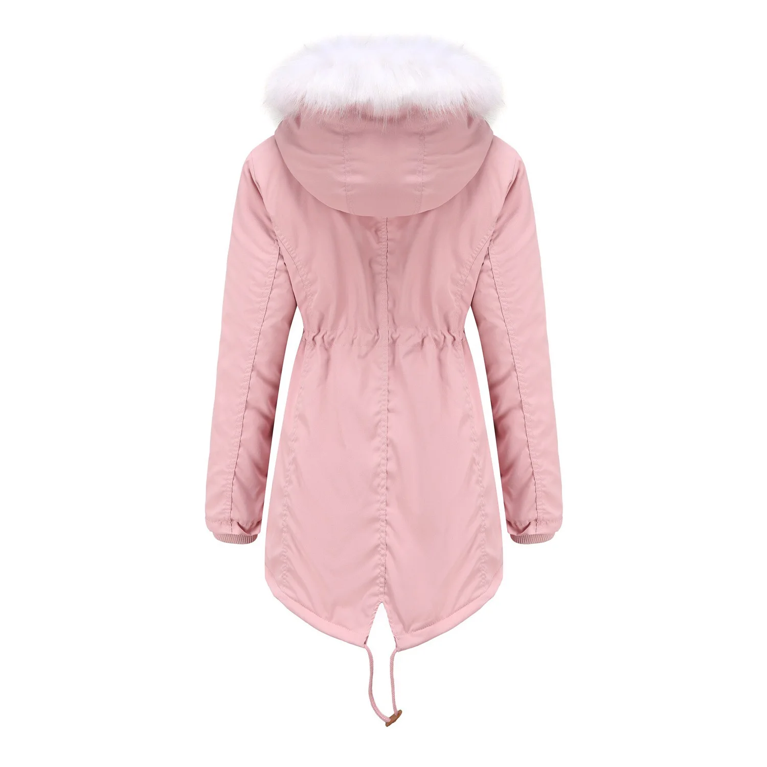 Fashion winter long plush cotton jacket European new parka clothes thick warm collar loose Long Sleeve coat