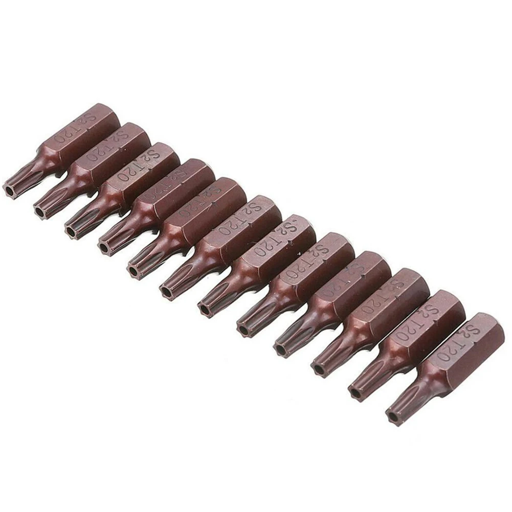 

12Pcs T20 1/4 Hex Shank Magnetic Torx Security Screwdriver Bits With Hole 25mm Steel Red Sechskant Stahlmaterial