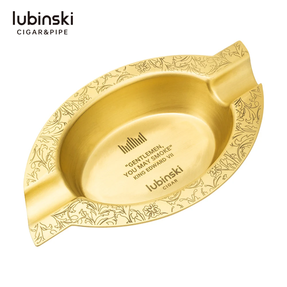 Золотая медная пепельница для сигар 2 емкости роскошный узор с принтом Lubinski новый