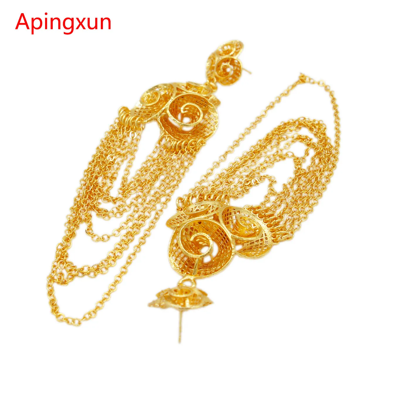 Новые роскошные серьги Apingxun из Дубая золотого цвета африканские эфиопские