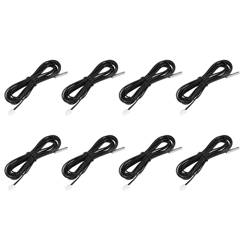 

8Pcs 2 M NTC Thermistor Temperature Sensor Waterproof Probe Wire 10 K 1% 3950 Black
