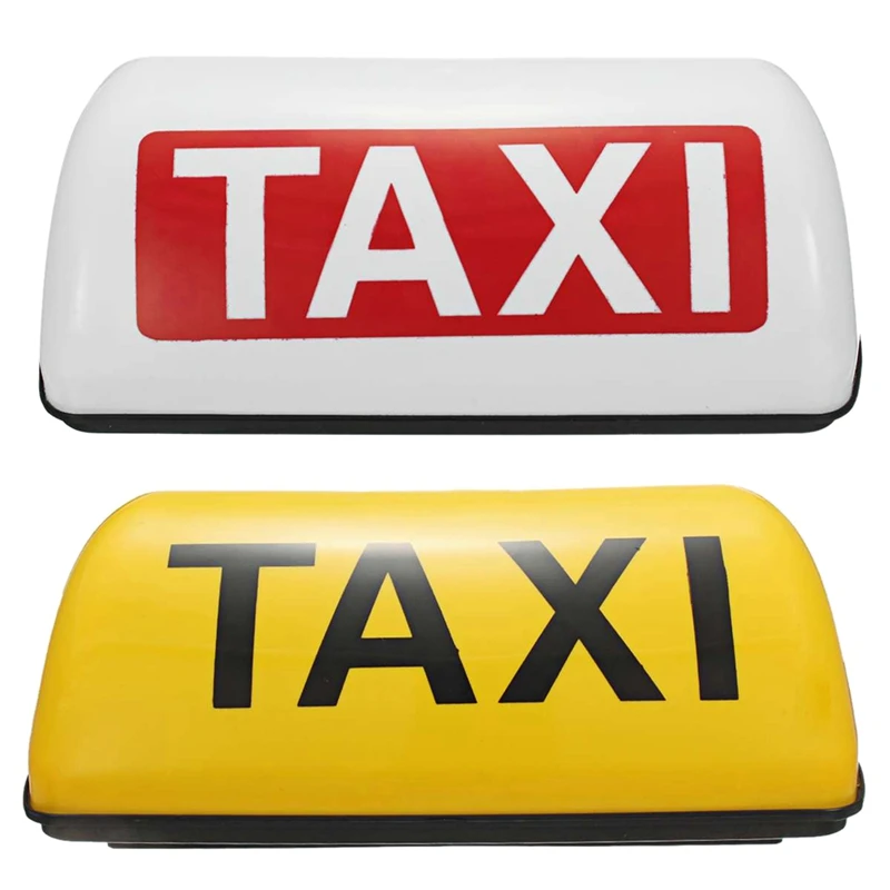2 Pcs 12V Waterproof Top Sign Magnetic Meter Cab Lamp Light LED TAXI Signal Lamp-Yellow & White