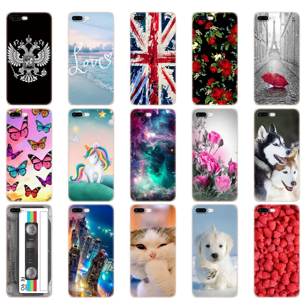 Cases For iphone 7 8 Case soft tpu Shell back Cover For Apple iPhone 7 8 plus Bag Funda coque etui bumper paiting flower rose