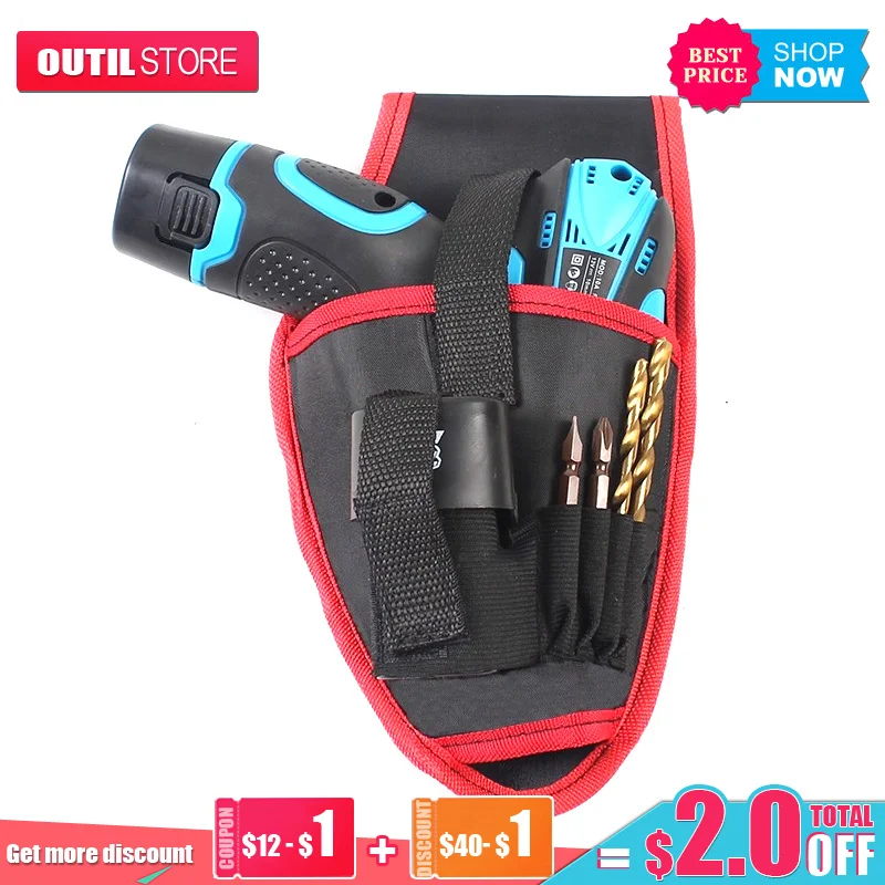 

Сумка на пояс для электрической дрели, портативная прочная подвесная сумка для электрической дрели, инструментов для хранения