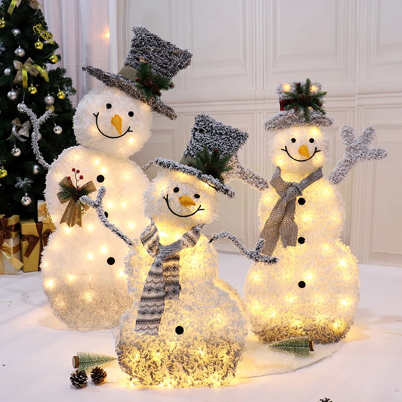 Christmas Luminous Iron Snowman Elk Ornaments Shopping Mall Window Hotel Christmas Tree Holiday Atmosphere Decoration Supplies