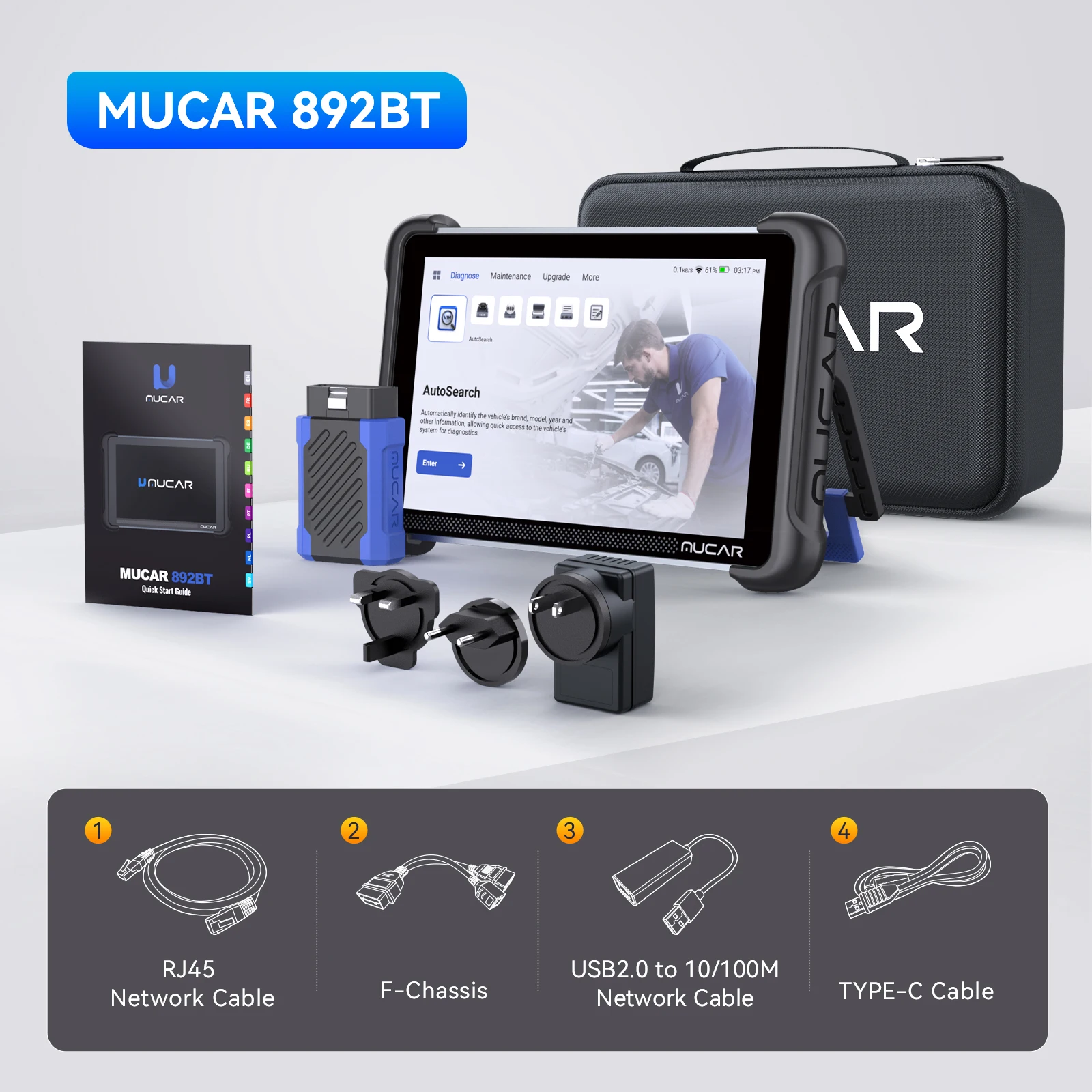 

MUCAR 892BT obd 2 Профессиональный диагностический инструмент OBD2 для диагностики всех систем Кодирование ЭБУ Двунаправленный сканер CANFD DOIP 34 Сброс Бесплатно
