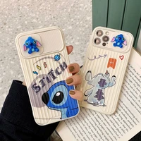 disney 3d cartoon lilo stitch phone case for iphone 13 12 11 pro max x xr xs max 7 8 plus se shockproof soft leather cover
