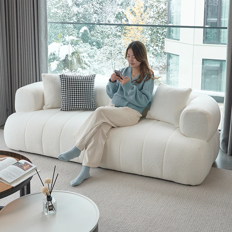 

Design Cream Sofa Luxury Modern Corner Nordic Loveseat Puffs White Cloud Couch Accent Divani Da Soggiorno French Furniture