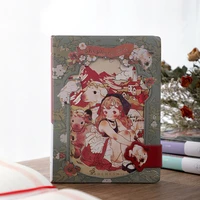 little girl floral theme vintage colorful notebook hardcover pu leather diary a5 journal book blanklined paper 160p