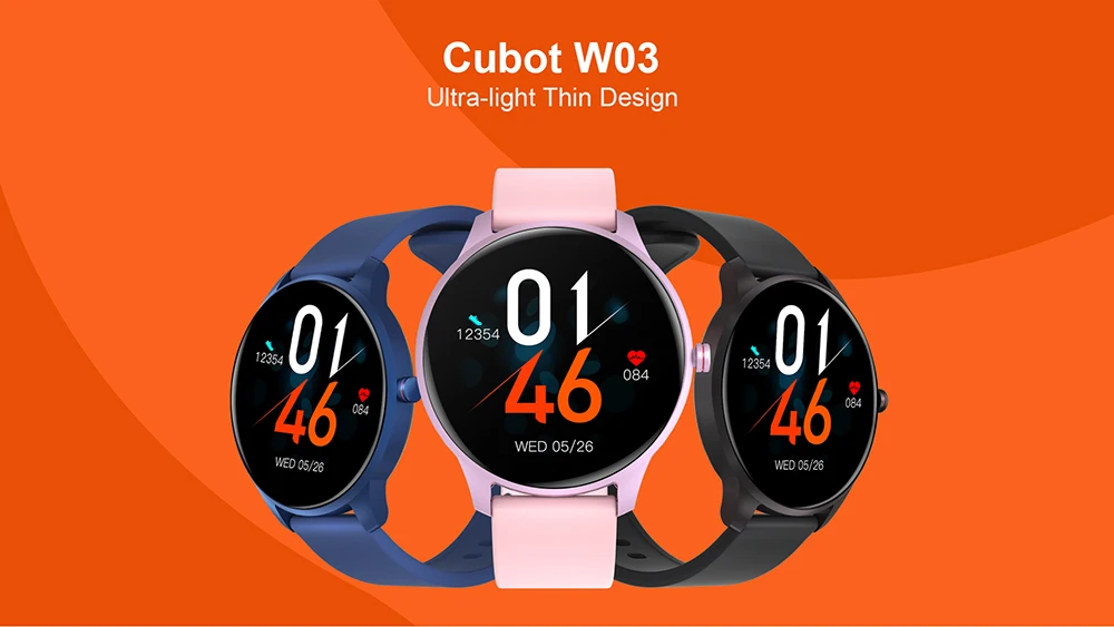 

Cubot W03 IP68 Waterproof SmartWatch Sport Heart Rate Calorie Monitor Fitness Tracker Clock Bluetooth Android IOS Smart Watch