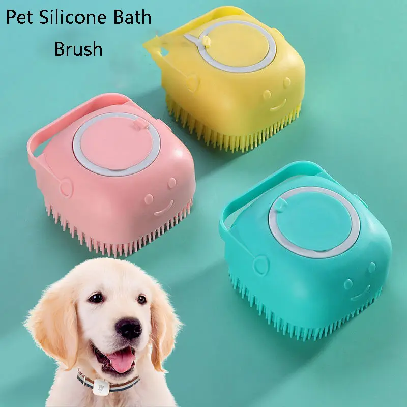 

Dog Grooming Bathroom Bath Brush Massage Gloves Soft Safety Silicone Comb With Shampoo Box Pet Accessories For Cats Shower Tool