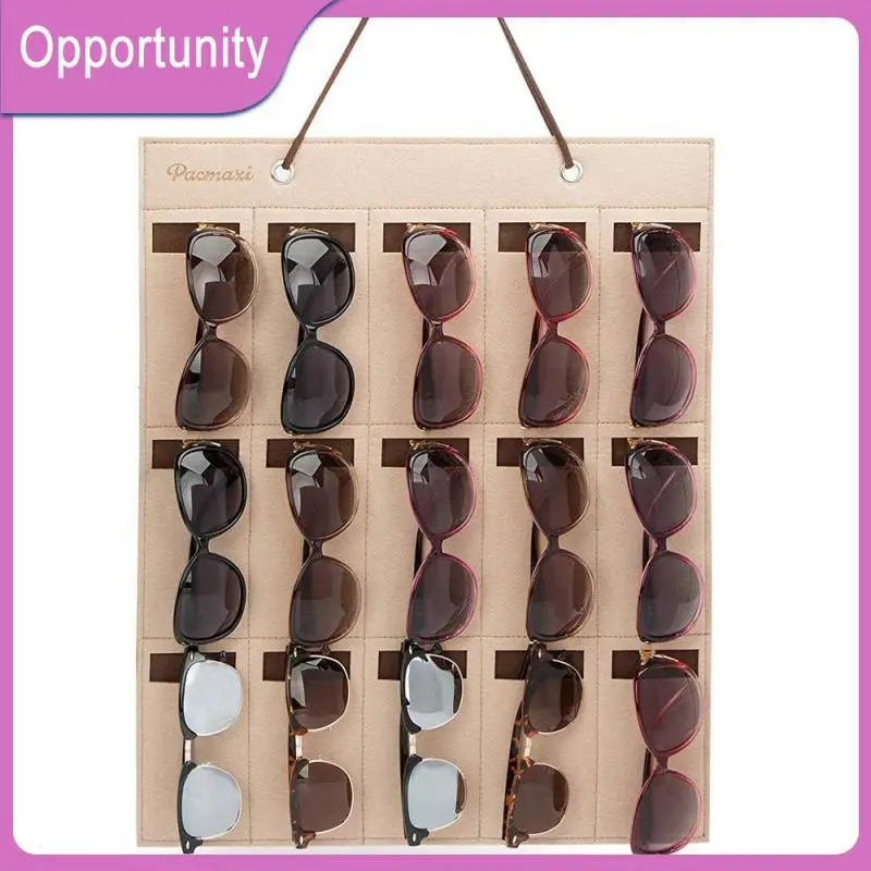 

New Hanging Bag Wall Hanging Household Glasses Organizer High Quality 15 Grids Sunglasses Storage Box Tourism Supplies Felt 2023