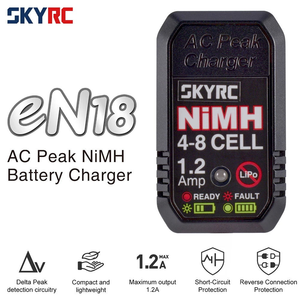 

SkyRC eN18 NiMH RC Car Peak Battery Charger 4S-8S 4.8V-14.4V Fast Charge with Tamiya/Deans Connector for Airsoft Battery Charge