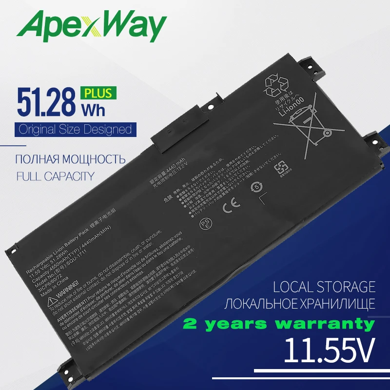 

ApexWay 11.55V 51.28wh New SQU-1711 Battery Apply to Thunderobot 911M G8000M G7000M 911Air 911S 911Targa Laptop