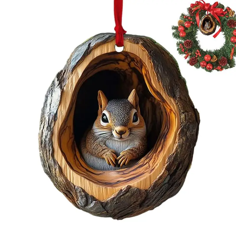 Рождественский акриловый кулон в виде животного енот сова белка еж кролик птица