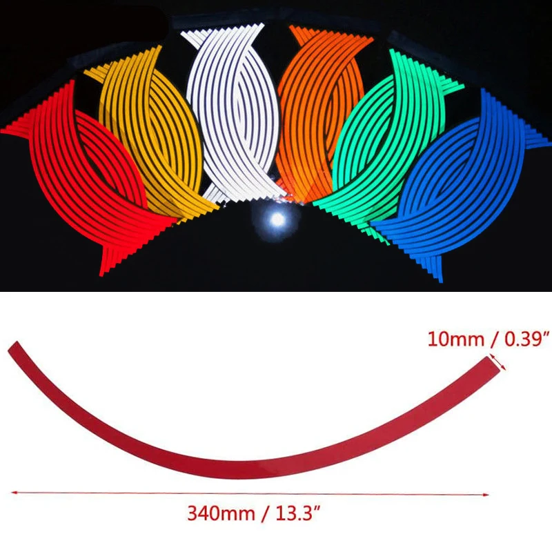 Motorcycle Wheel Tire Stickers Strips Reflective Rim Tape Decals Strips Moto Car Decoration Accessories 17-18 Inch Universal images - 6