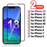2pcs full cover tempered glass on for iphone 13 pro max 12 11 xr x xs 7 8 plus 6 6s se 2020 anti scratch screen protector film
