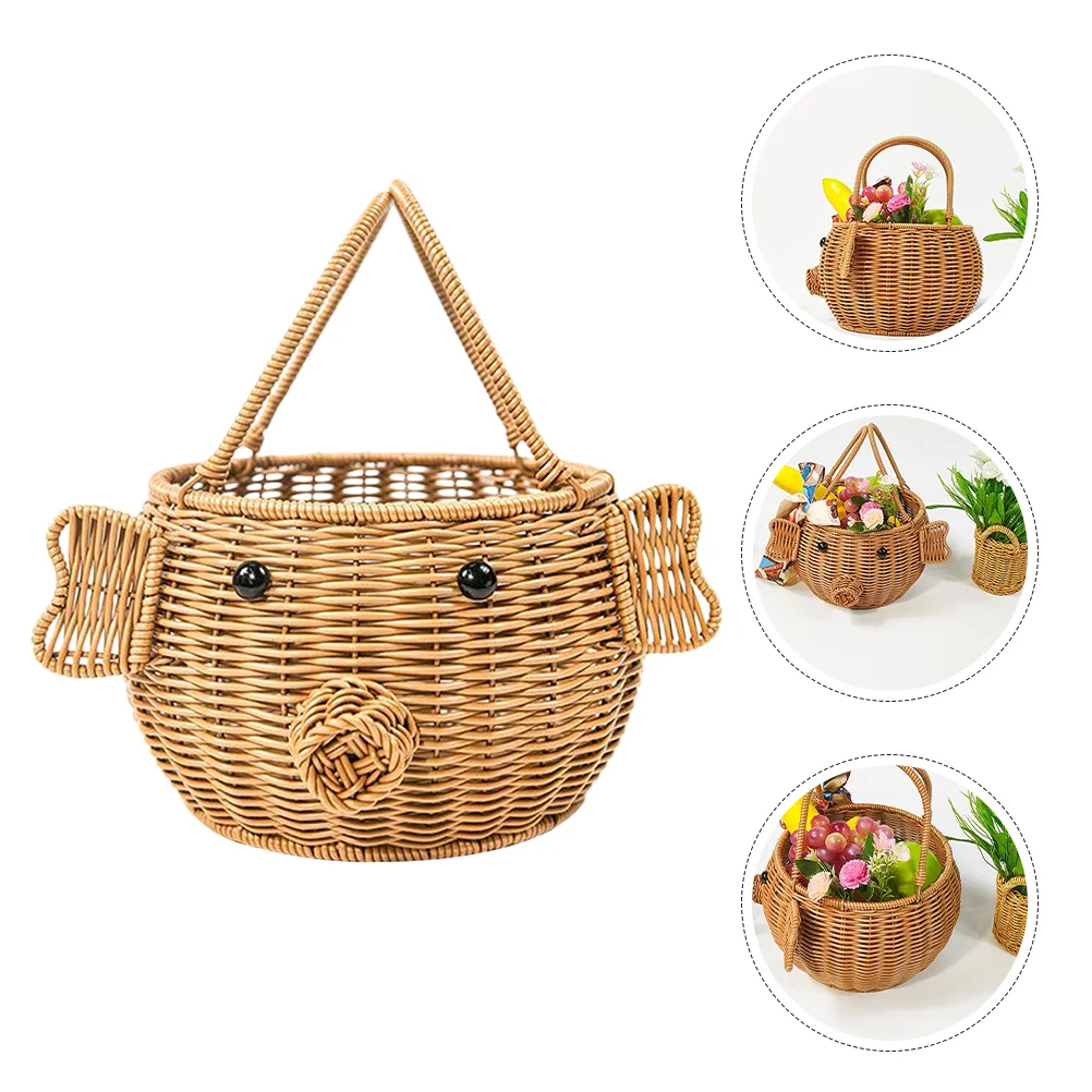 

Woven Basket Fruits Vegetable Shopping Storage Bread Organizing Hand Snacks Sundries Decorative