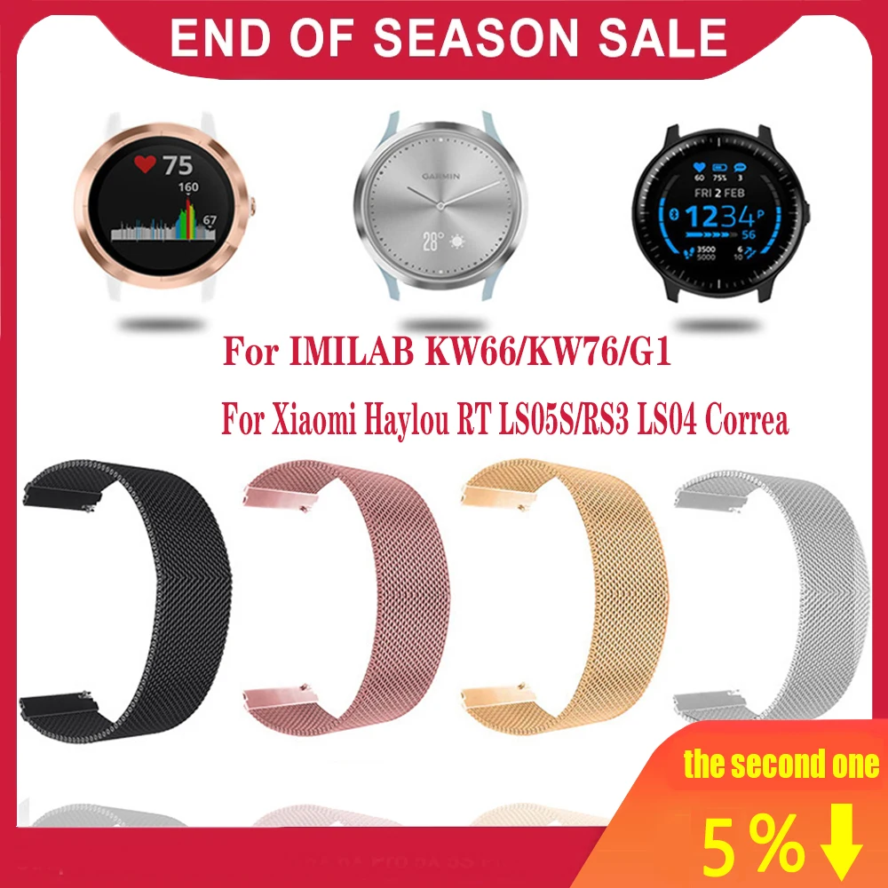 

Metal Magnetic Straps For IMILAB KW66/KW76/G1 Smart Watch Band Women Sports Bracelet For Xiaomi Haylou RT LS05S/RS3 LS04 Correa