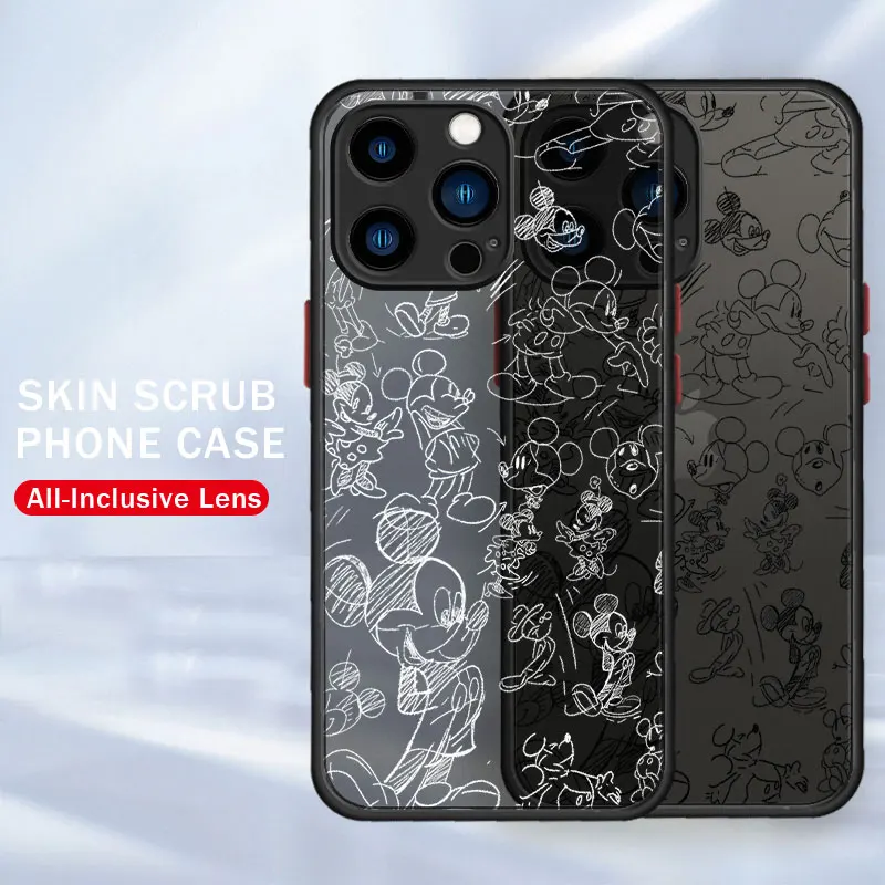 

Fun Mickey Minnie Easy Art Skin-Friendly Phone Case For Apple iPhone 12 13 Pro Max 11 XR 14 8 Plus 7 X XS 6 Mini 6S SE Matte
