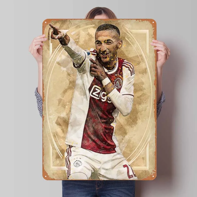 Hakim Ziyech спортивный металлический постер украшение для домашнего декора