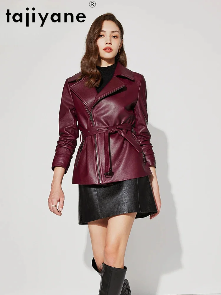 Женская кожаная куртка Tajiyane из натуральной овечьей кожи с узором Личи модные
