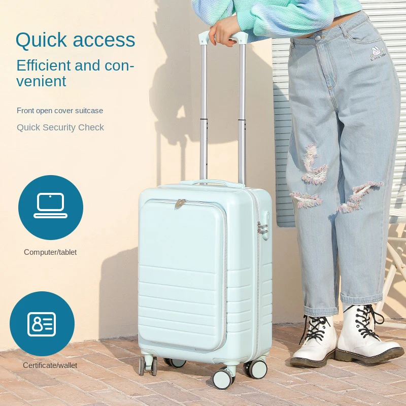 

Large Capacity Female Front Open Cover Trolley Case Male Boarding Cabin Password Universal Wheel Suitcase S14800-S14814 C1
